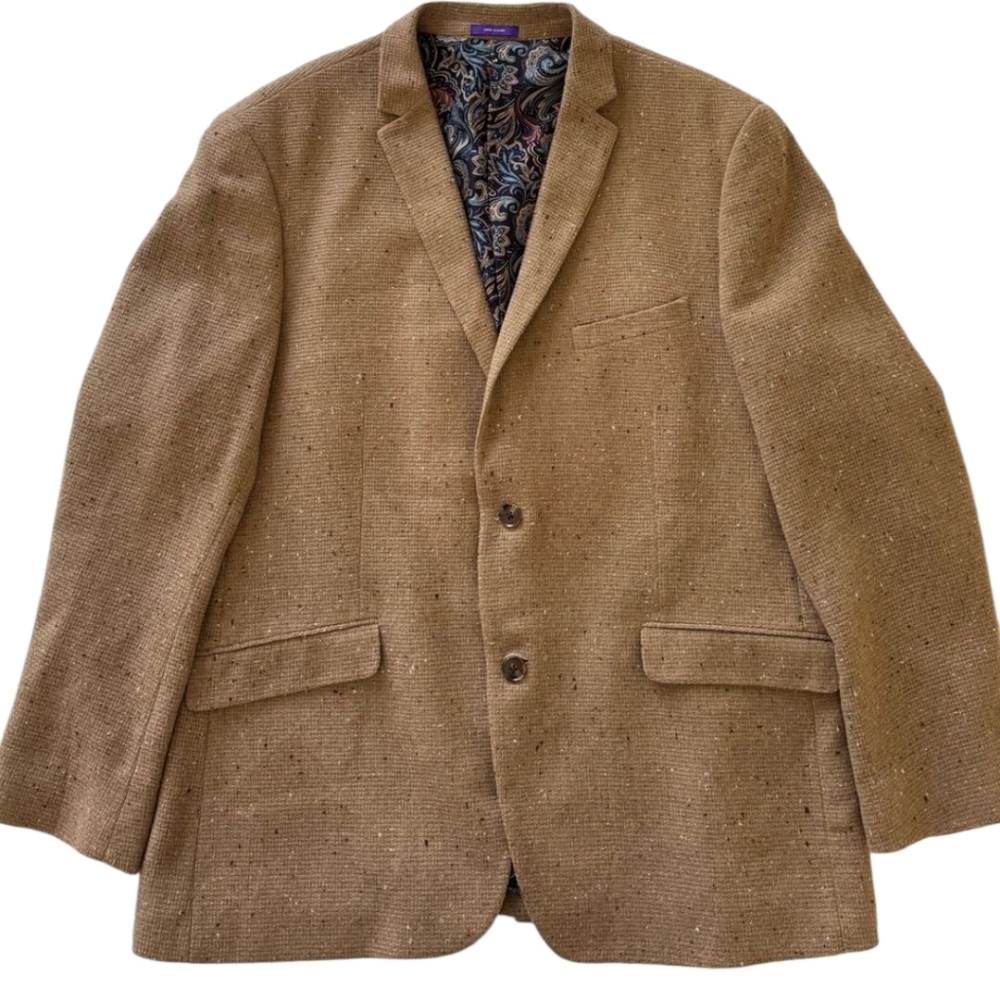 Alan Flusser Men's Wool Blend Tan Blazer Size XL